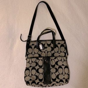 Coach Signature Stripe Fold-over Tote (F23304)